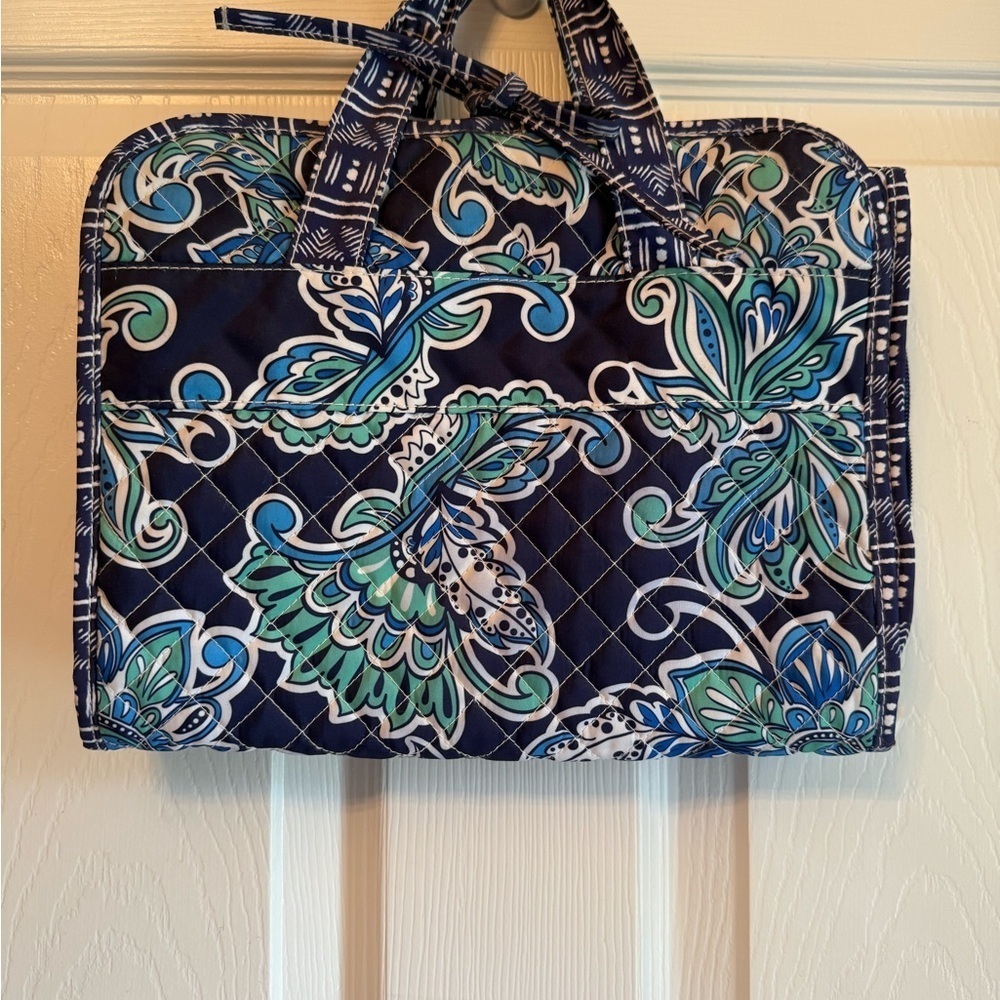 Modella Light Blue Quilted Travel Cosmetic Bag